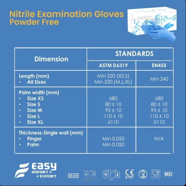 Nitrile Glove Size Dimension